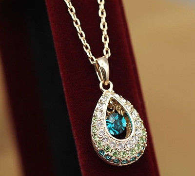 Lady's Golden Angel Tears Rhinestone Collar Statement Necklace